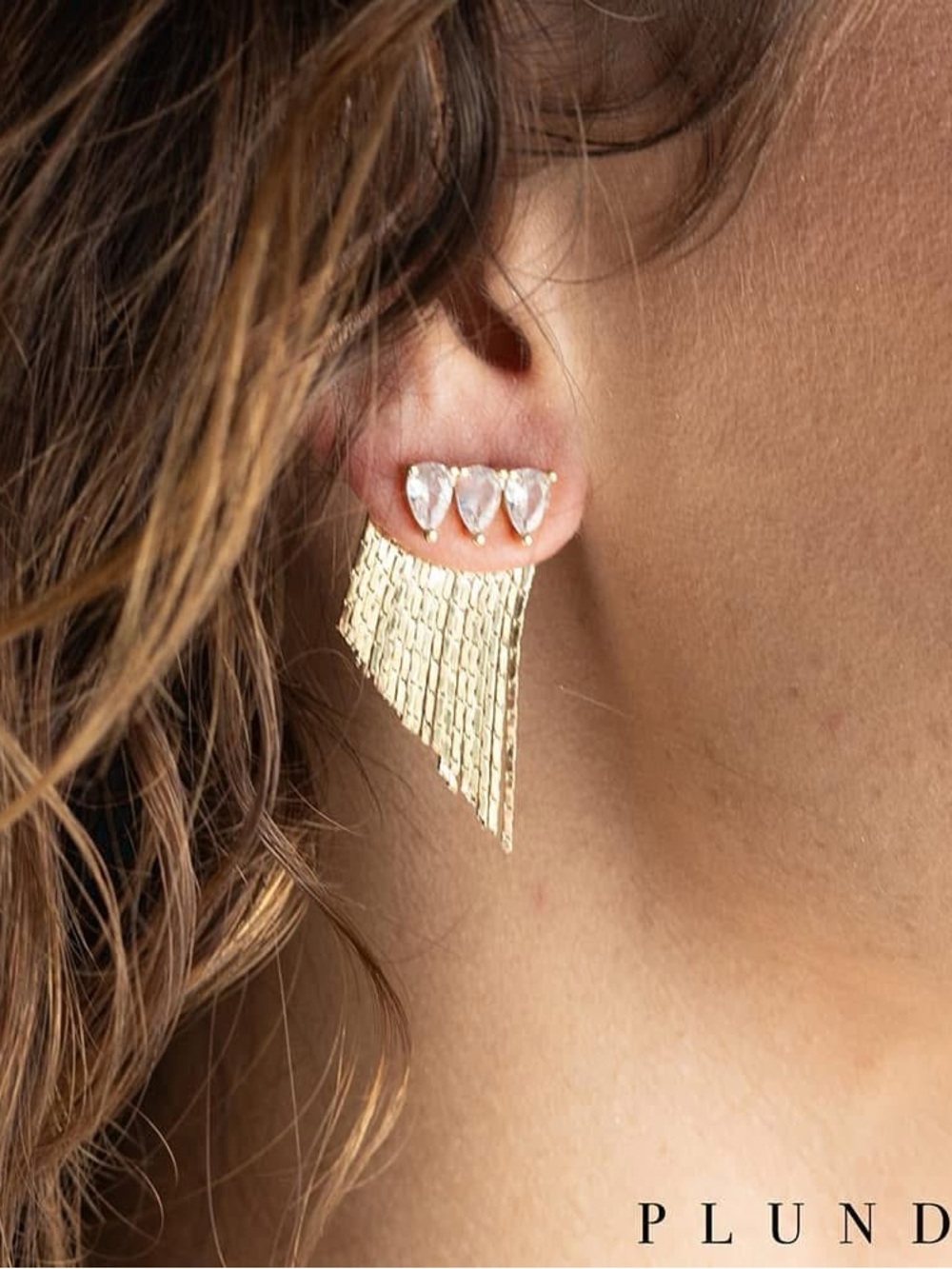 Plunder Design Amelie Sparkling Waterfall Fringe Earrings.